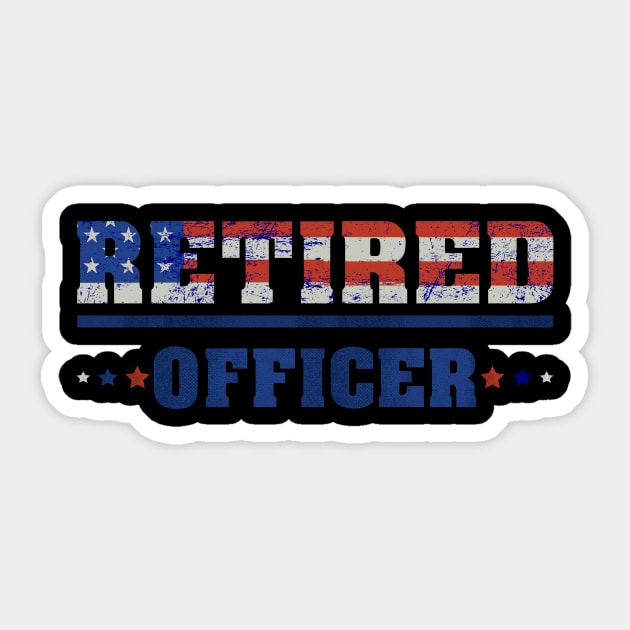 Retired Police Officer Proud Patriotic Officer American Flag Sticker by 5StarDesigns